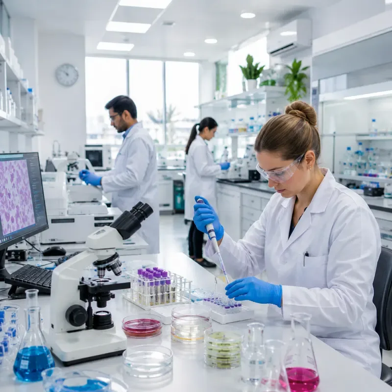 Researcher analysing test results